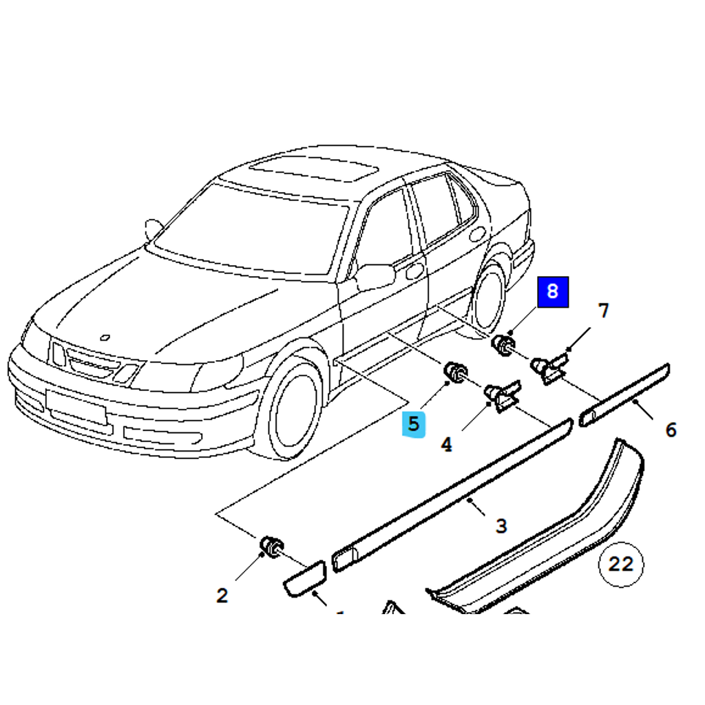 Side Decor Trim Bushing for 1986 Saab 900, 9-3, 9-5