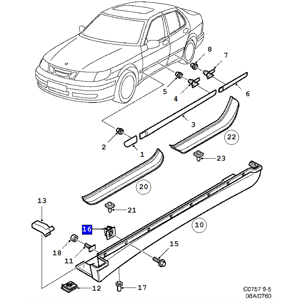 Side Skirt Mounting Bushing for 1998 Saab 9-5